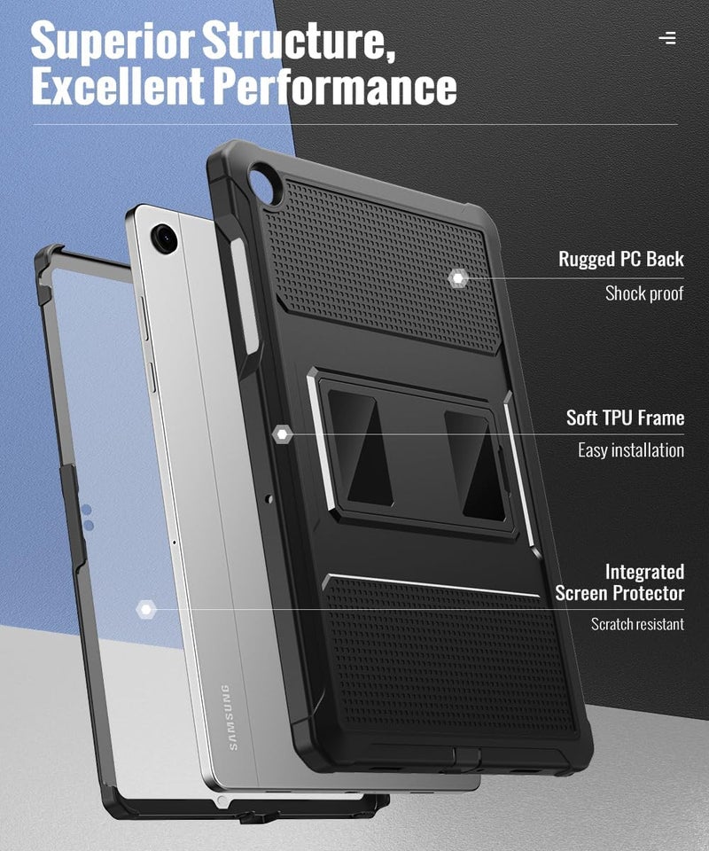 MoKo Case Fit Galaxy Tab A11+ Plus/A9+ 11-Inch 2025/2023, Shockproof Full Body Rugged Stand Back Cover with Built-in Screen Protector for Galaxy Tab A11+/A9 Plus Tablet, Black - Image 3